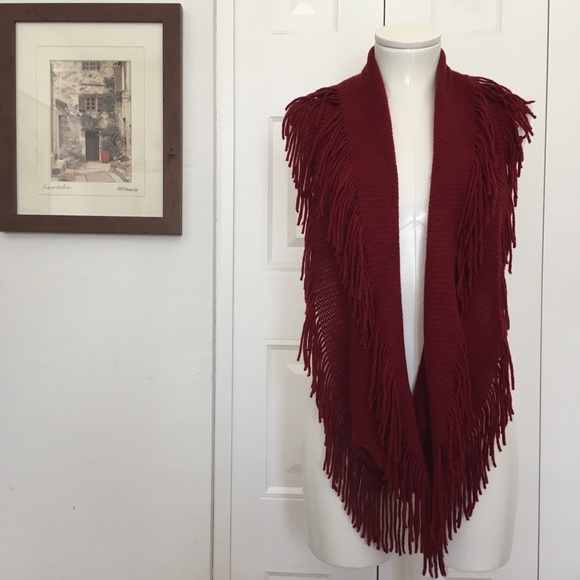 5 ⭐️ Super soft, fringed infinity scarf burgundy - Picture 6 of 6